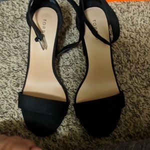 Black open toe heels